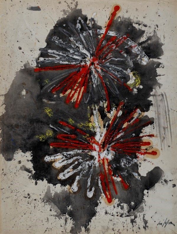 Roberto Crippa : Senza titolo  (anni '50)  - Tecnica mista su carta - Asta Arte moderna e contemporanea, Grafica ed edizioni - Galleria Pananti Casa d'Aste