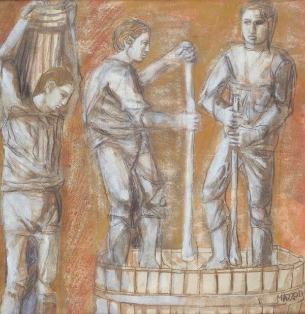 Gino Mazzoli - Sante Monachesi - Vendemmia, Figura e Natura Morta, Paesaggio "vecchio Gargano"
