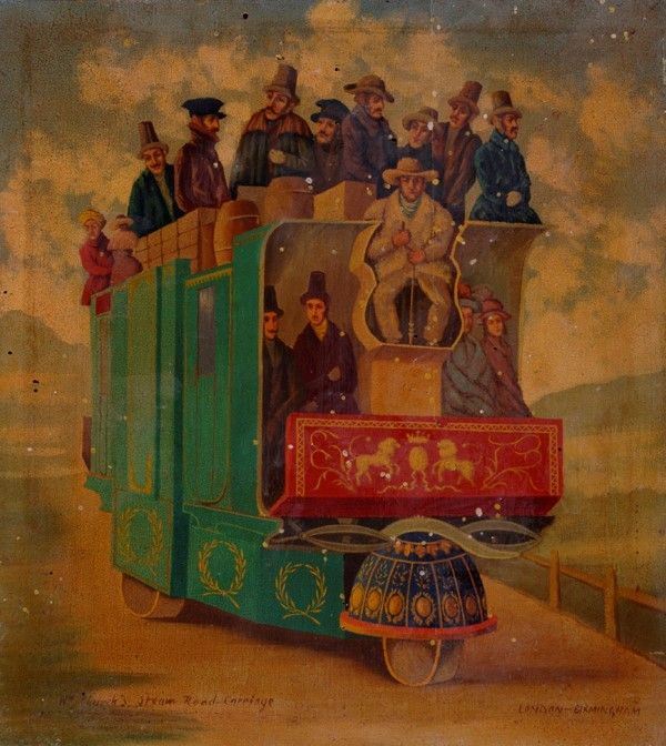 Anonimo, XIX sec. : London - Birmingham Bus  - Olio su tavola - Asta Dipinti dal XV al XX sec. e oggetti di antiquariato - Galleria Pananti Casa d'Aste