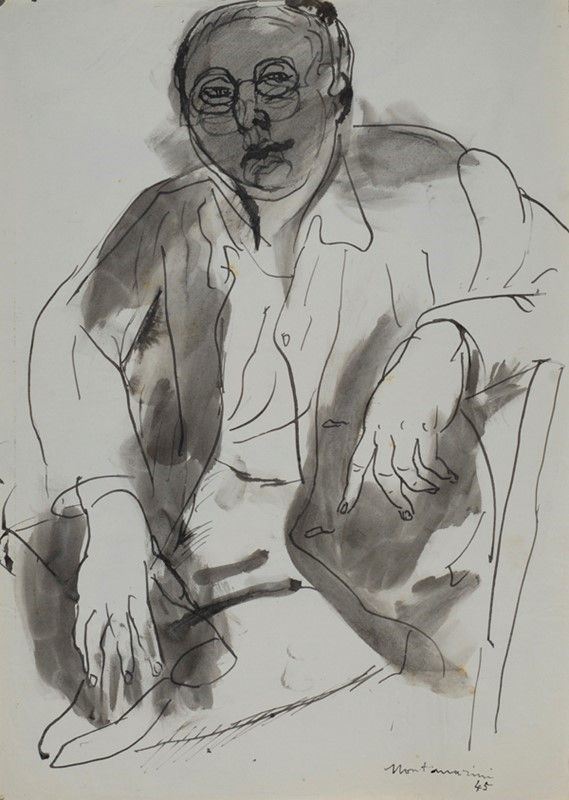 Luigi Montanarini : Ritratto  (1945)  - China su carta - Auction DISEGNI DAL XIX AL XX SEC - Galleria Pananti Casa d'Aste