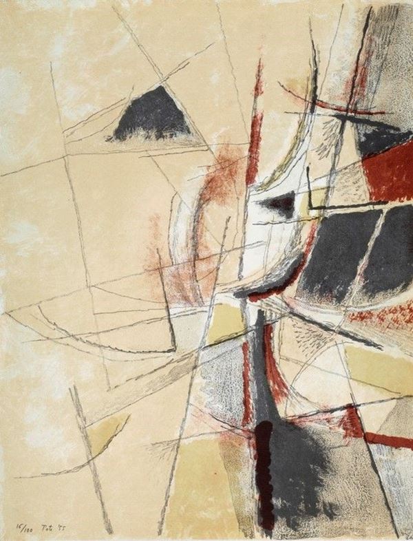 Toti Scialoja : Composizione  (1955)  - Litografia - Asta GRAFICA ed EDIZIONI - Galleria Pananti Casa d'Aste