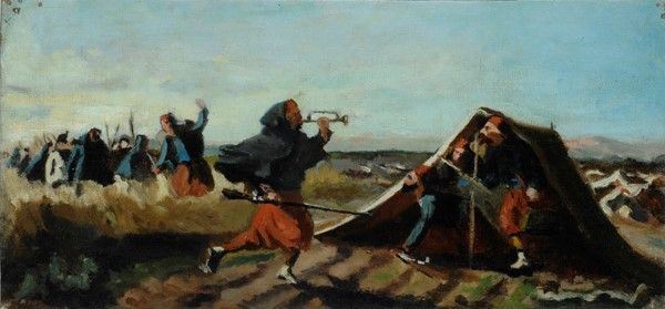 Silvestro Lega - Accampamento di Zuavi