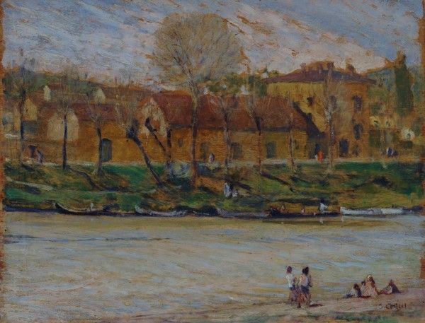 Galileo Chini - Case sull'argine