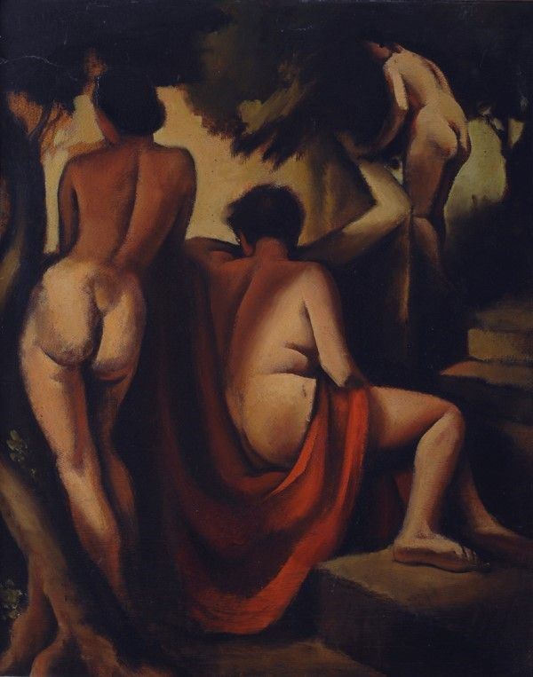 RAM (Ruggero Alfredo Michahelles) : Nudi  (1927)  - Olio su tavola - Auction Arte moderna e contemporanea, Grafica ed edizioni - Galleria Pananti Casa d'Aste
