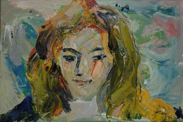 Silvio Loffredo : Volto  (1987)  - Olio su cartone - Auction Autori del XIX e XX sec., arte moderna e contemporanea - I - Galleria Pananti Casa d'Aste