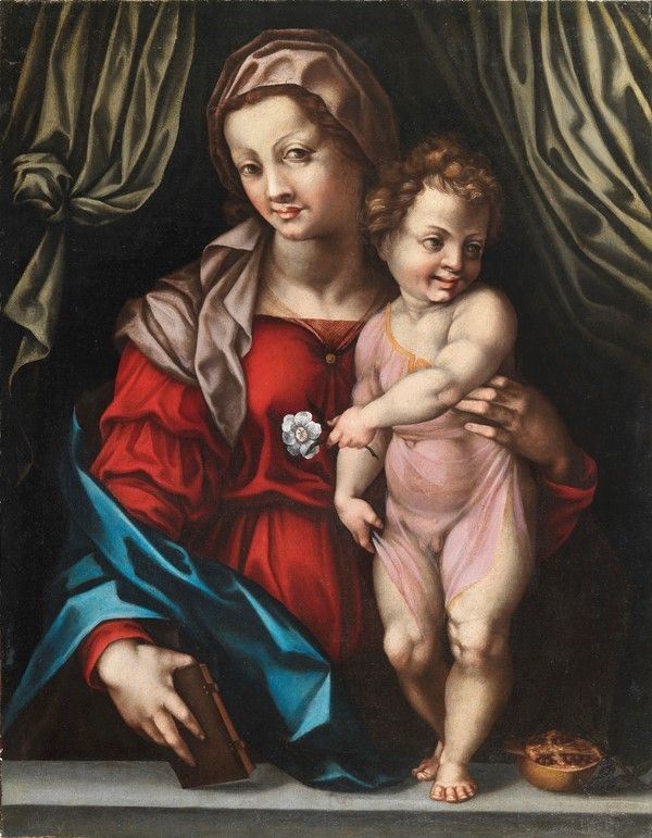 Madonna del Libro (da Andrea del Sarto)  - Olio su tela - Asta Dipinti dal XV al XX sec. e oggetti di antiquariato - Galleria Pananti Casa d'Aste
