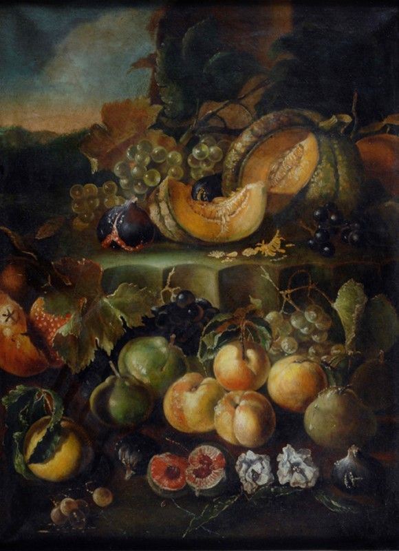 Anonimo, XIX sec. - Natura morta con frutta