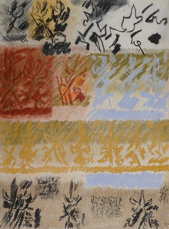 Riccardo Licata : Composizione  (1957)  - Pastelli su carta - Auction Arte moderna e contemporanea, Grafica ed edizioni - Galleria Pananti Casa d'Aste