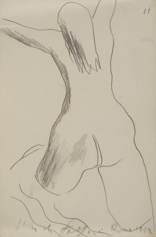 Pericle Fazzini : Nudo di spalle  (1932)  - Matita su carta - Asta Autori dell'800-900, Grafica ed Edizioni - I - Galleria Pananti Casa d'Aste