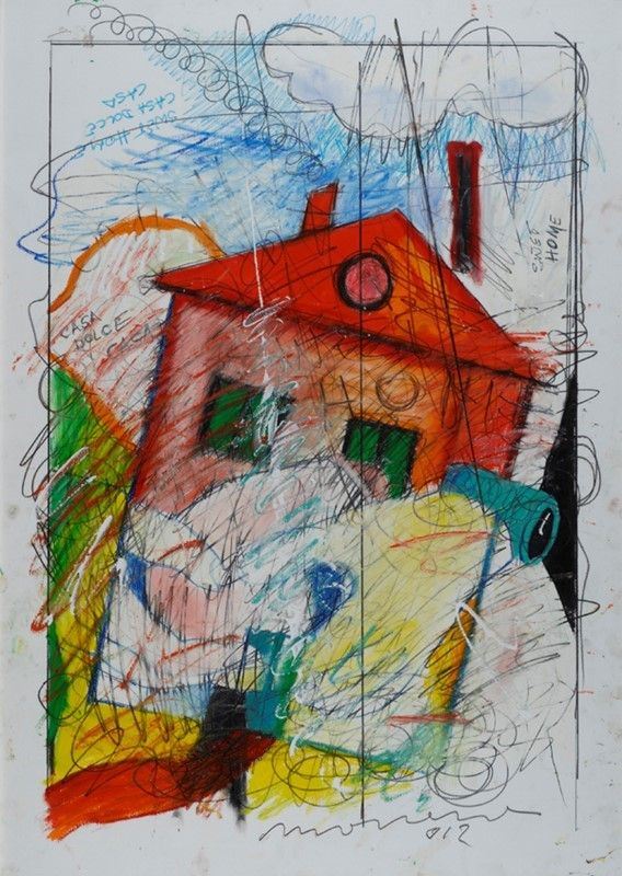 Enrico Manera : Sweet home  (2012)  - Tecnica mista su carta - Asta Arte moderna e contemporanea, Grafica ed edizioni - Galleria Pananti Casa d'Aste