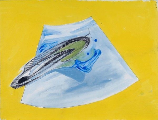 Caspar Henselmann : Satellite  (1995)  - Acquarello su cartoncino - Asta Arte moderna e contemporanea, Grafica ed edizioni - Galleria Pananti Casa d'Aste
