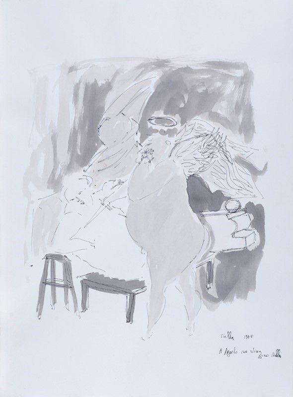 Girolamo Ciulla : Figure  (1985)  - Acquerello e inchiostro su carta - Auction Arte moderna e contemporanea, Grafica ed edizioni - Galleria Pananti Casa d'Aste