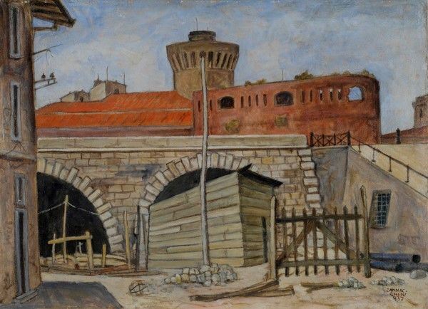 Giovanni Zannacchini : Fortezza vecchia  (1937)  - Olio su cartone - Asta Autori dell'800-900, Grafica ed Edizioni - I - Galleria Pananti Casa d'Aste
