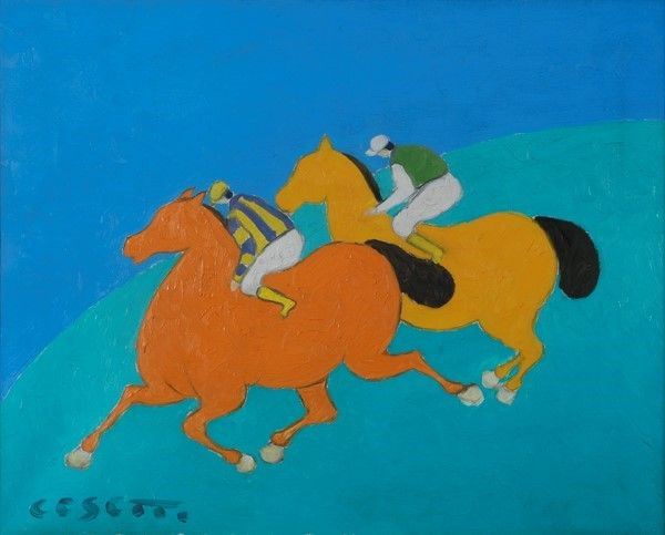 Giuseppe Cesetti : Fantini  - Olio su tela - Asta Arte moderna e contemporanea, Grafica ed edizioni - Galleria Pananti Casa d'Aste