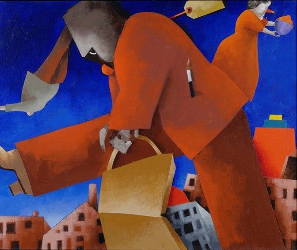 Emilio Tadini : Oltremare  (1992)  - Acrilico su tela - Auction Arte moderna e contemporanea, Grafica ed edizioni - Galleria Pananti Casa d'Aste