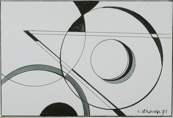 Luigi Veronesi : Composizione  (1991)  - Inchiostro su carta - Asta Arte moderna e contemporanea, Grafica ed edizioni - Galleria Pananti Casa d'Aste
