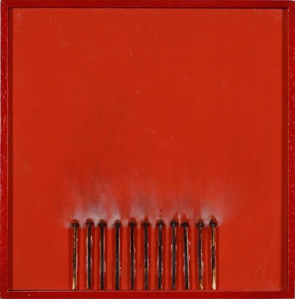 Bernard Aubertin : Senza titolo  (2011)  - Acrilico e combustione di fiammiferi su tavola - Asta Arte moderna e contemporanea, Grafica ed edizioni - Galleria Pananti Casa d'Aste