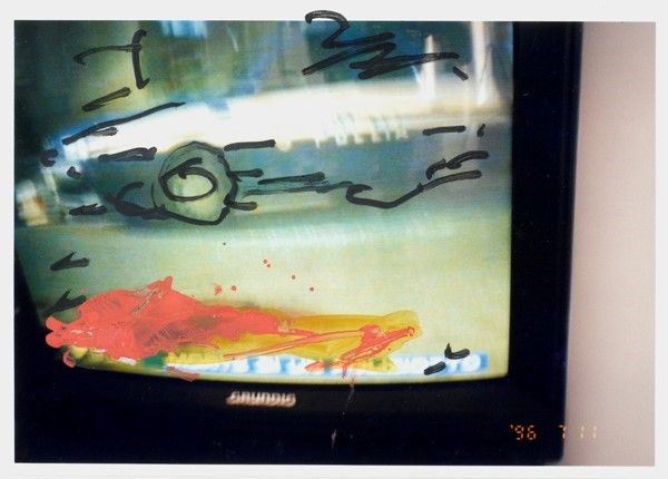 Mario Schifano : Senza titolo  (1990-97)  - Tecnica mista su foto - Asta Arte moderna e contemporanea, Grafica ed edizioni - Galleria Pananti Casa d'Aste