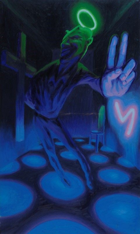 Fulvio Di Piazza : Diavolo di un santo  (1997)  - Olio su tela - Asta Arte moderna e contemporanea, Grafica ed edizioni - Galleria Pananti Casa d'Aste