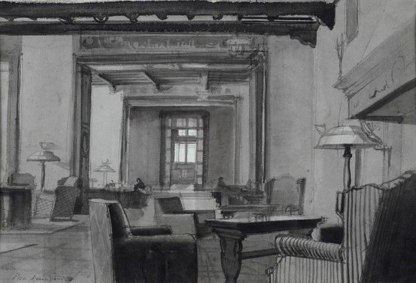 Pietro Annigoni : Interno  (1950)  - China su carta - Asta Arte moderna e contemporanea, Grafica ed edizioni - Galleria Pananti Casa d'Aste