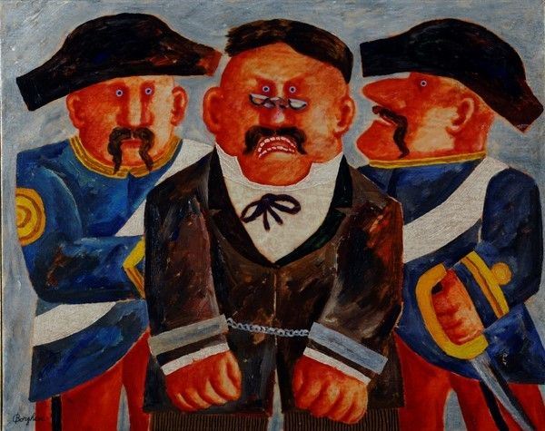 Franz Borghese : L'arresto  (metà anni '90)  - Olio su tela - Auction Arte moderna e contemporanea, Grafica ed edizioni - Galleria Pananti Casa d'Aste