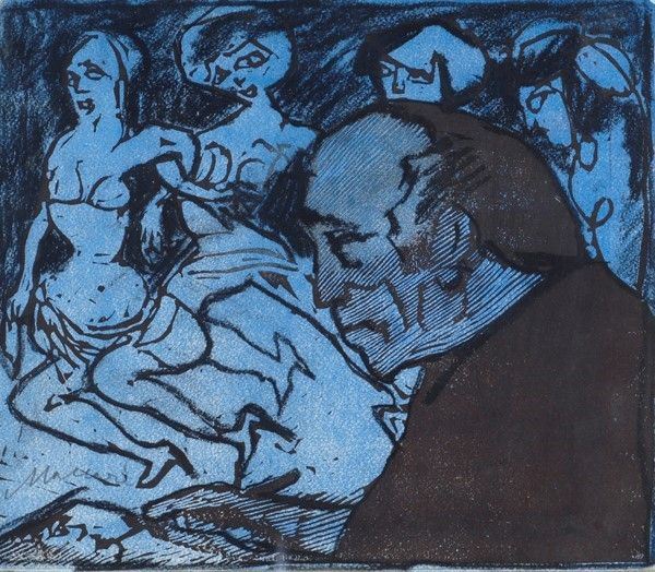 Mino Maccari - Autoritratto Mentre Dipinge