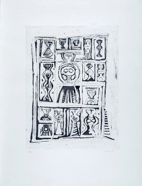 Massimo Campigli : Finestra  (1969)  - Acquaforte e acquatinta - Asta Autori dell'800-900, Grafica ed Edizioni - I - Galleria Pananti Casa d'Aste