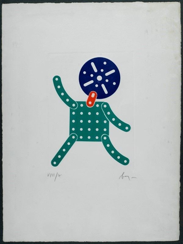 Enrico Baj : Meccano verde  - Acquatinta - Auction Grafica ed edizioni - Galleria Pananti Casa d'Aste