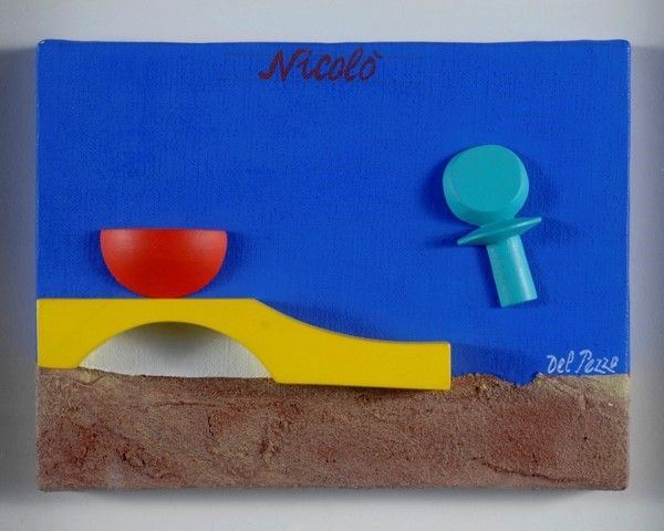 Lucio Del Pezzo : Nicolò  - Tecnica mista e assemblaggio di legno su tela - Auction Autori del XIX e XX sec., arte moderna e contemporanea - I - Galleria Pananti Casa d'Aste