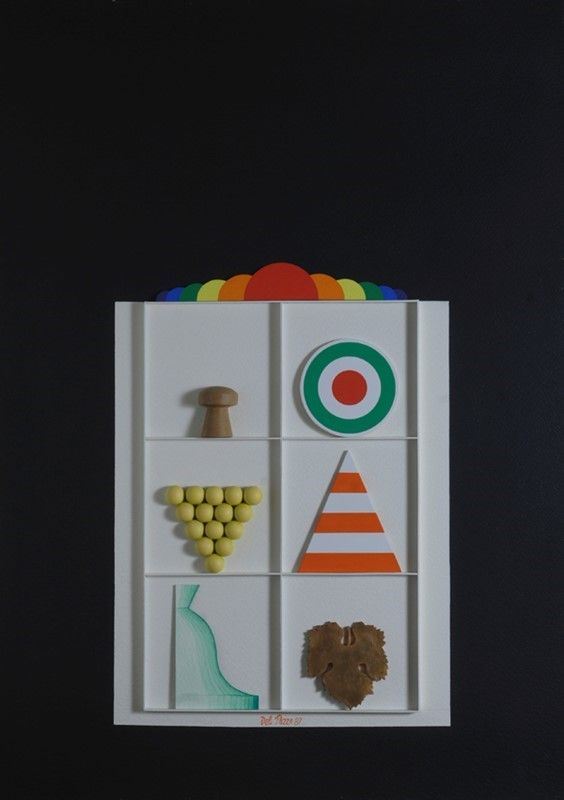 Lucio Del Pezzo : Senza titolo (Casellario)  (1987)  - Assemblaggio su cartone - Auction Autori dell'800-900, Grafica ed Edizioni - I - Galleria Pananti Casa d'Aste