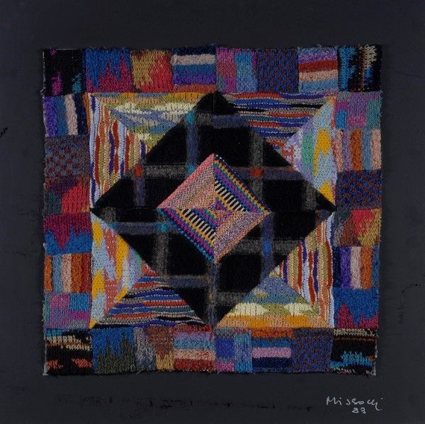 Ottavio Missoni : Geometrie tessili  (1989)  - Tessuto ricamato su tavola - Auction Autori dell'800-900, Grafica ed Edizioni - I - Galleria Pananti Casa d'Aste