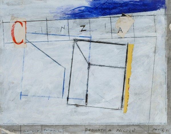 Gianfranco Pardi : Cinzia  (1991)  - Tecnica mista e collage su carta - Auction Autori dell'800-900, Grafica ed Edizioni - I - Galleria Pananti Casa d'Aste