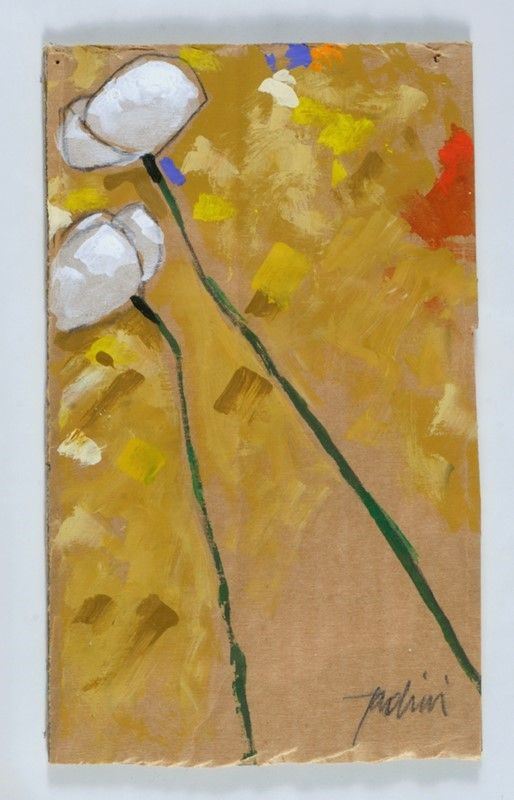 Emilio Tadini : Fiori bianchi  - Acrilico su cartone - Auction Autori dell'800-900, Grafica ed Edizioni - I - Galleria Pananti Casa d'Aste