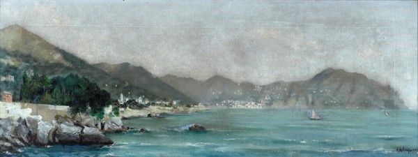 Alberto Malaspina : Cinque terre  - Olio su tela - Asta Autori del XIX e XX sec., arte moderna e contemporanea - I - Galleria Pananti Casa d'Aste