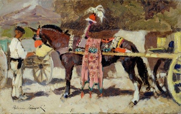 Alessio Issupoff : Il carretto  - Olio su cartone telato - Auction Autori dell'800-900, Grafica ed Edizioni - I - Galleria Pananti Casa d'Aste