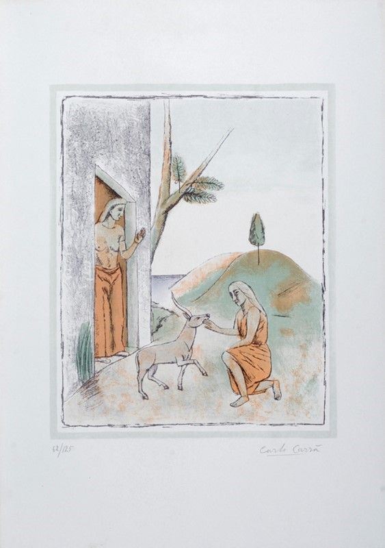Carlo Carr&#224; : Le figlie di Loth  - Litografia a colori - Auction Autori dell'800-900, Grafica ed Edizioni - I - Galleria Pananti Casa d'Aste