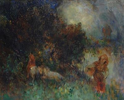 Paesaggio con Figura di Donna e Cavaliere