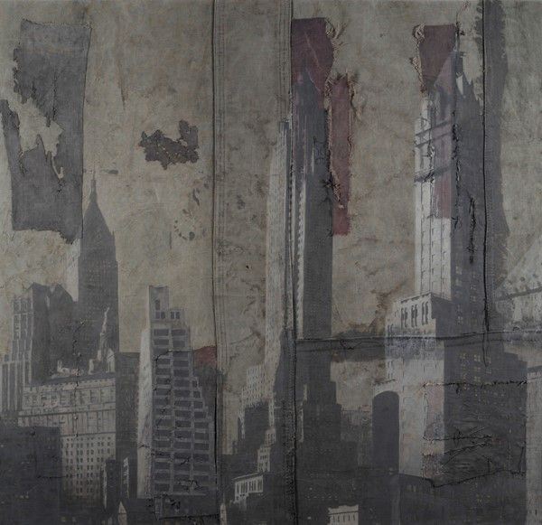 Luca Pignatelli : New York  (2009)  - Acrilico su telone di copertura di vagone ferroviario - Asta Arte moderna e contemporanea - Galleria Pananti Casa d'Aste