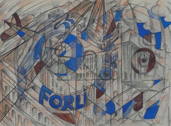 Uberto Bonetti : Forlì  - Tecnica mista su carta - Asta Autori dell'800-900, Grafica ed Edizioni - I - Galleria Pananti Casa d'Aste