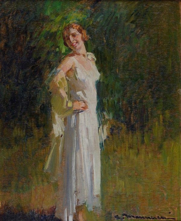 Cipriano Mannucci - Donna in abito bianco