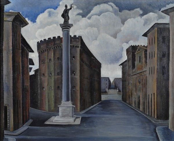 Giovanni Colacicchi : Piazza Santa Trinita  (1922)  - Olio su tela - Auction Autori dell'800-900, Grafica ed Edizioni - I - Galleria Pananti Casa d'Aste