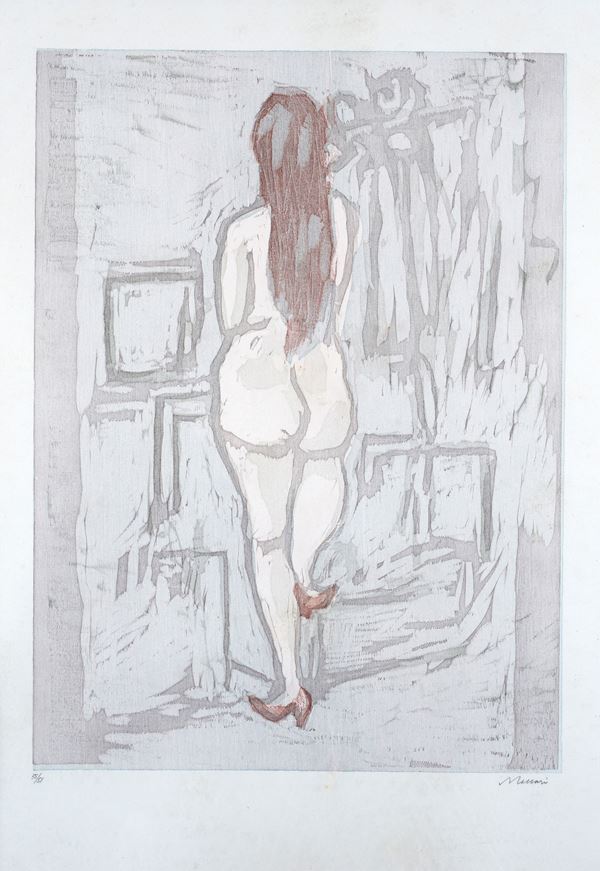 Mino Maccari - Nude woman from behind