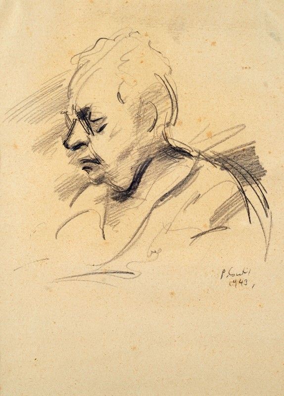 Primo Conti : Ritratto  (1943)  - Matita su carta - Auction Autori dell'800-900, Arte moderna e contemporanea - I - Galleria Pananti Casa d'Aste