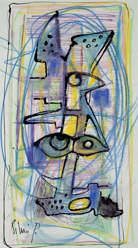 Silvio Polloni : Astratto  - Tecnica mista su carta - Asta Autori del XIX e XX sec., arte moderna e contemporanea - I - Galleria Pananti Casa d'Aste