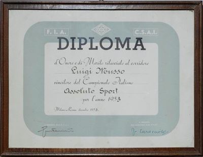 Diploma di Campione Italiano Assoluto Sport