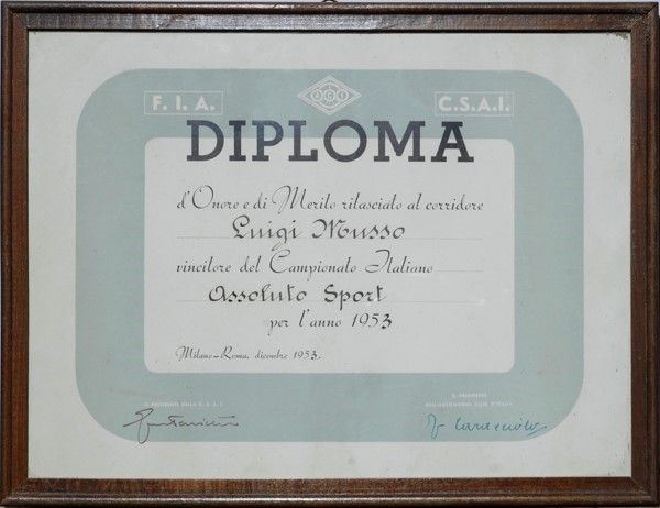 Diploma di Campione Italiano Assoluto Sport