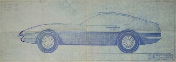 Disegno Ferrari Daytona  ((1967))  - Asta Classic cars and automobilia - Galleria Pananti Casa d'Aste