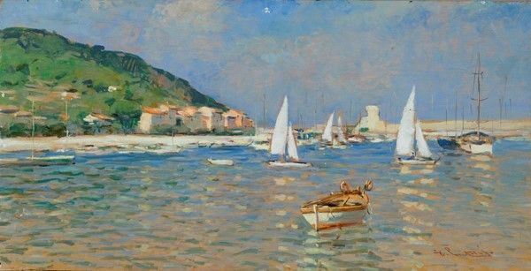 Giorgio Luxardo : Golfo di Marciana  - Olio su compensato - Auction Autori del XIX e XX sec., arte moderna e contemporanea - I - Galleria Pananti Casa d'Aste