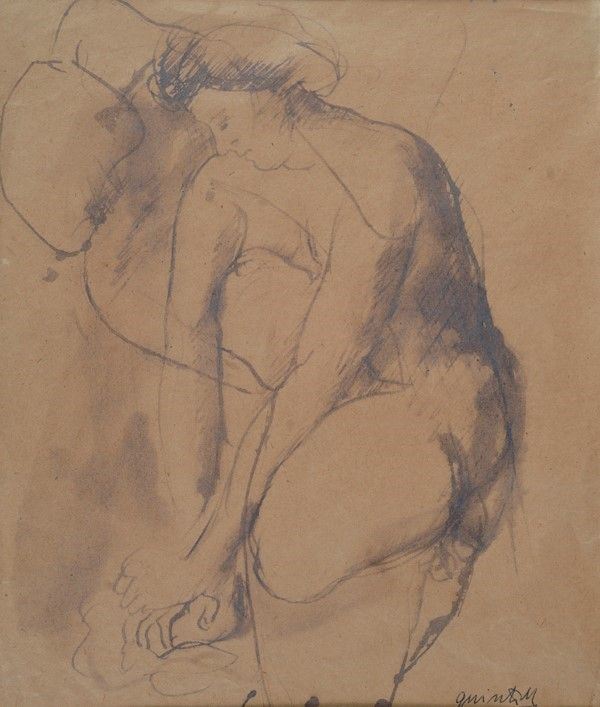 Quinto Martini : Nudi  - China su carta - Auction Autori del XIX e XX sec., arte moderna e contemporanea - I - Galleria Pananti Casa d'Aste