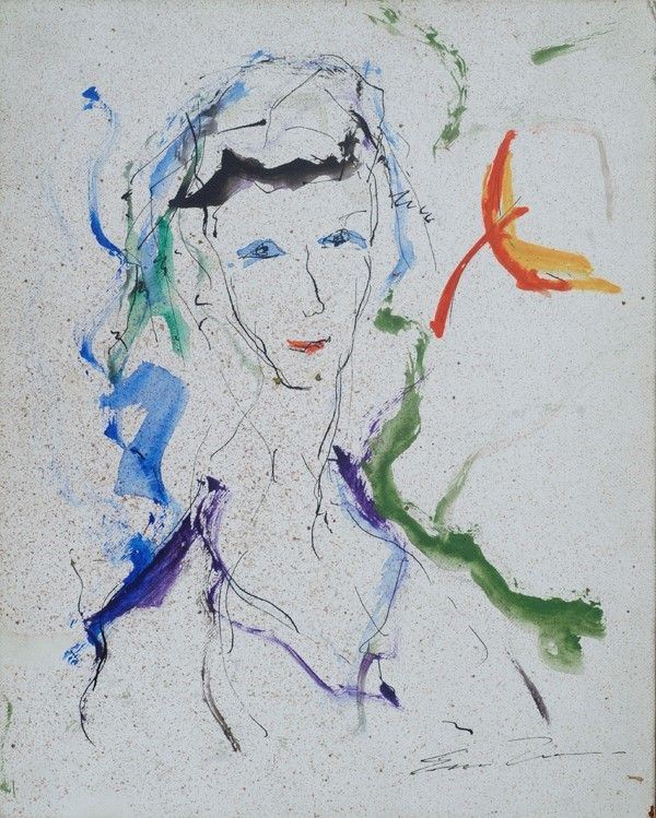 Ernesto Treccani : Volto di donna  - Mista su cartone - Auction Autori del XIX e XX sec., arte moderna e contemporanea - I - Galleria Pananti Casa d'Aste